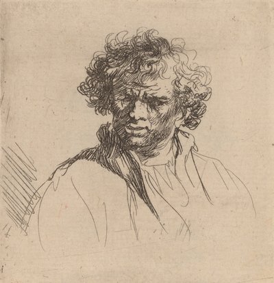 Göndör fejű, nyűgös szájú férfi, c. 1635. alkotó: Rembrandt van Rijn