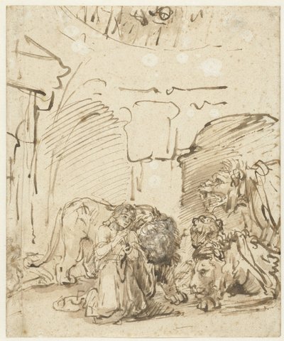 Dániel az oroszlánveremben alkotó: Rembrandt van Rijn