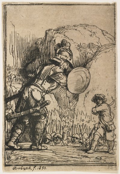 Dávid és Góliát, 1655 alkotó: Rembrandt van Rijn