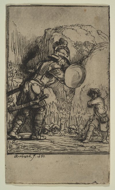 Dávid és Góliát, 1655. alkotó: Rembrandt van Rijn