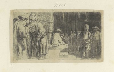 De Farizeeers in de Tempel Nyolcvanöt eredeti nyomat gyűjteménye (sorozat címe) alkotó: Rembrandt van Rijn