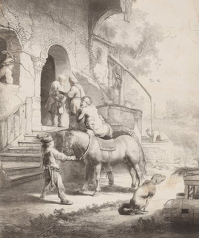 A jó szamaritánus. 1633 alkotó: Rembrandt van Rijn