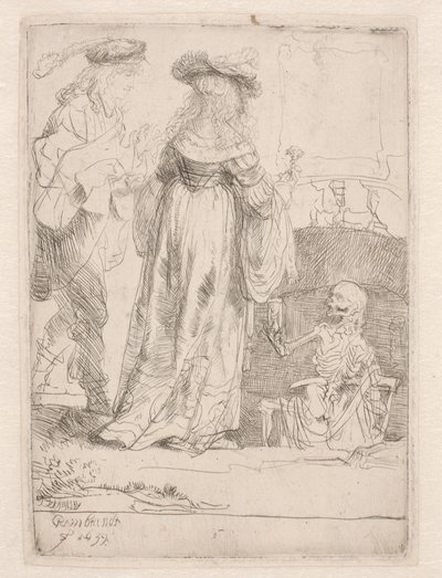 A fiatal pár és a halál alkotó: Rembrandt van Rijn