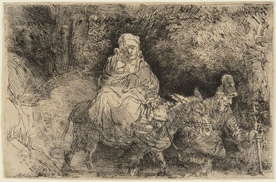 Menekülés Egyiptomba: a Szent Család átkel a patakon alkotó: Rembrandt van Rijn