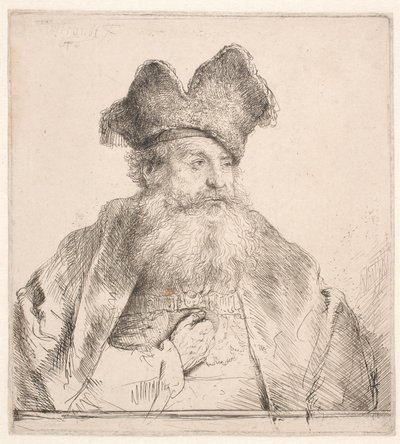 Öreg ember prémes sapkával alkotó: Rembrandt van Rijn