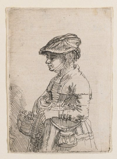 Kosárral rendelkező lány alkotó: Rembrandt van Rijn