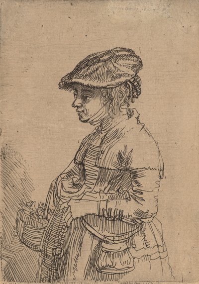 Lány kosárral, c. 1642. alkotó: Rembrandt van Rijn
