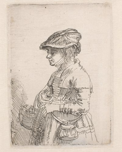 Kosárral rendelkező lány alkotó: Rembrandt van Rijn