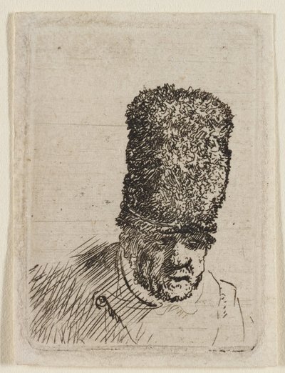 Egy magas szőrme sapkás öregember feje: mellszobor alkotó: Rembrandt van Rijn