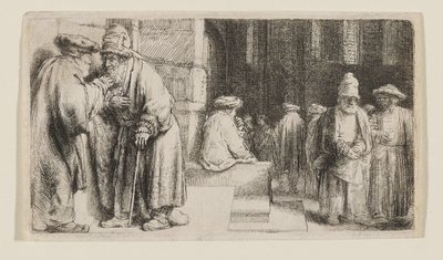 Zsidók egy zsinagógában alkotó: Rembrandt van Rijn