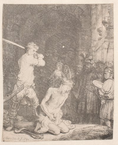 Keresztelő János lefejezte alkotó: Rembrandt van Rijn