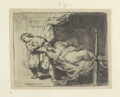 Jozef en de vrouw van Potifar Nyolcvanöt eredeti nyomat gyűjteménye (sorozat címe) alkotó: Rembrandt van Rijn