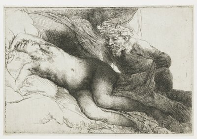 Jupiter és Antiope: a nagyobb lemez alkotó: Rembrandt van Rijn