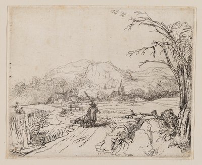 Táj sportolóval és kutyákkal alkotó: Rembrandt van Rijn