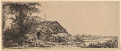 Landscape with a Cottage and a Large Tree   1256008   hu       hungarian Successfully Translated  Original: Wood Gatherer with a Boy, plate two from Die zwei grossen Landschaften mit den Betsäulen Translat: Wood Gatherer with a Boy, plate two from Die zwei alkotó: Rembrandt van Rijn