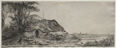 Táj kunyhóval és nagy fával, 1641. alkotó: Rembrandt van Rijn