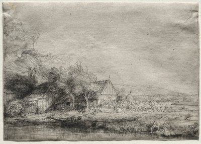 Táj egy tehénnel alkotó: Rembrandt van Rijn