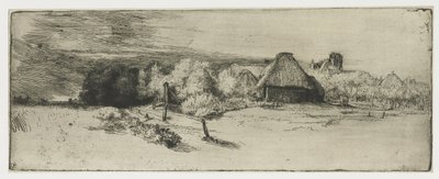 Táj egy gazdasági épülettel és a ház a toronnyal Táj egy gazdasági épülettel és a "házzal a toronnyal" alkotó: Rembrandt van Rijn