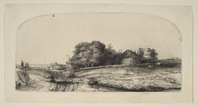 Táj szénás istállóval és birkanyájjal, 1652. alkotó: Rembrandt van Rijn