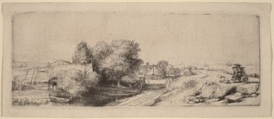 Tájkép a tejesemberrel alkotó: Rembrandt van Rijn
