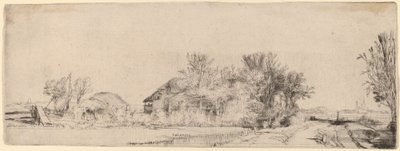 Táj egy úttal a csatorna mellett alkotó: Rembrandt van Rijn