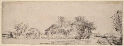 Tájkép csatorna melletti úttal alkotó: Rembrandt van Rijn