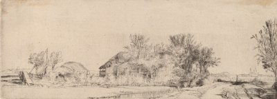 Táj egy úttal a csatorna mellett, c. 1652. alkotó: Rembrandt van Rijn