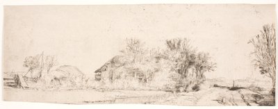 Tájkép egy csatorna mellett húzódó úttal alkotó: Rembrandt van Rijn