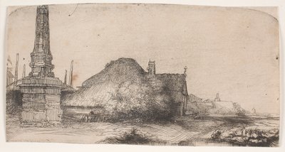 Tájkép obeliszkkel alkotó: Rembrandt van Rijn