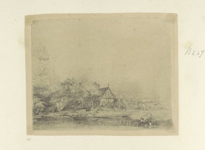 Landschap met drinkende koe Nyolcvanöt eredeti nyomat gyűjteménye (sorozat címe) alkotó: Rembrandt van Rijn