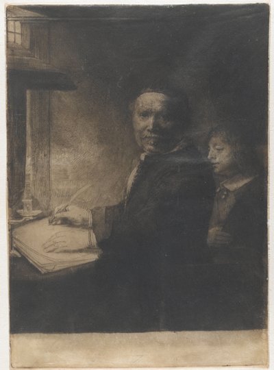 Lieven Willemsz. van Coppenol, írástanár: a kisebb táblakép alkotó: Rembrandt van Rijn