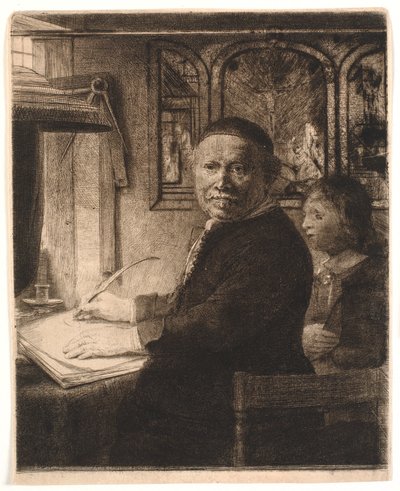 Lieven Willemsz van Coppenol, írómester: a kisebb tányér alkotó: Rembrandt van Rijn