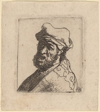 Férfi kiált, háromnegyed van hátra alkotó: Rembrandt van Rijn