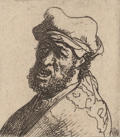 Kiáltó ember, Háromnegyed hátra, c. 16301631. alkotó: Rembrandt van Rijn