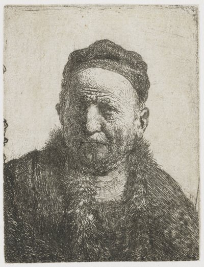 Férfi szoros sapkát viselő: mellszobor (a művész apja?) alkotó: Rembrandt van Rijn