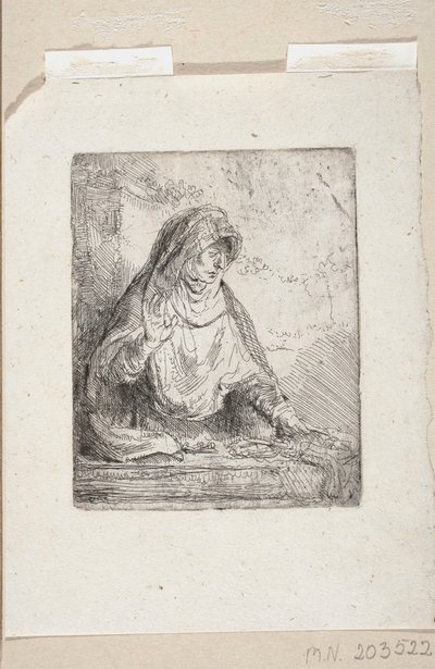 A Fájdalmas Szűz Mária a Krisztus szenvedésének eszközeivel alkotó: Rembrandt van Rijn