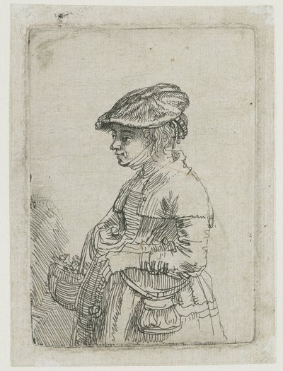 Kosárral rendelkező kislány alkotó: Rembrandt van Rijn