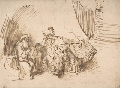 Nathan int David, 1650-55. alkotó: Rembrandt van Rijn