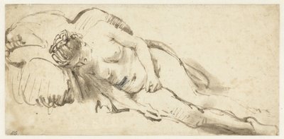 Párnára fekvő meztelen nő alkotó: Rembrandt van Rijn