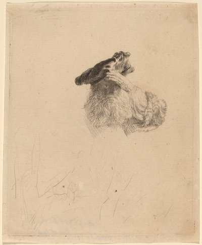 Öreg ember árnyékolja a szemét a kezével alkotó: Rembrandt van Rijn