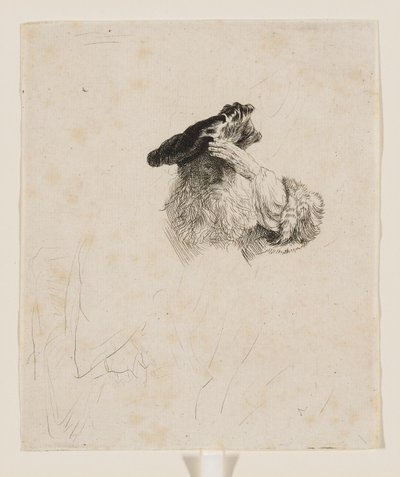 Öregember, aki kezével árnyékolja a szemét alkotó: Rembrandt van Rijn