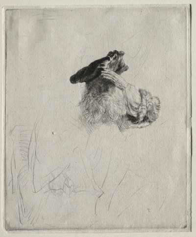 Szemét kezével árnyékoló öregember c. 1639. alkotó: Rembrandt van Rijn
