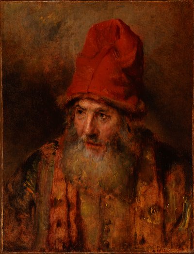 Öregember magas, szőrme szegélyű sapkával alkotó: Rembrandt van Rijn