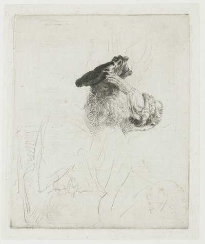 Egy idős férfi, aki kezével árnyékolja a szemét alkotó: Rembrandt van Rijn