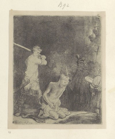 Onthoofding van Johannes de Doper Nyolcvanöt eredeti nyomat gyűjteménye (sorozat címe) alkotó: Rembrandt van Rijn