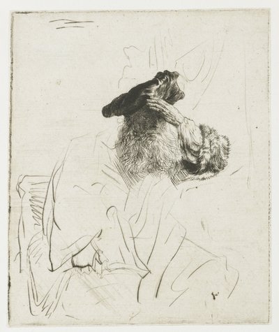 Idős férfi, aki kezével árnyékot vet a szemére alkotó: Rembrandt van Rijn