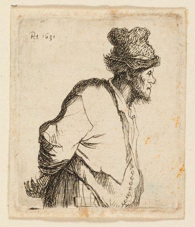 paraszt kezével a háta mögött alkotó: Rembrandt van Rijn