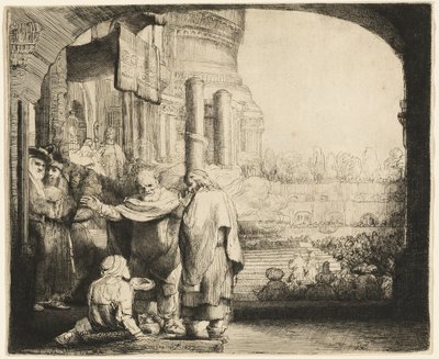 Péter és János a nyomorék gyógyítása a templom kapujában alkotó: Rembrandt van Rijn