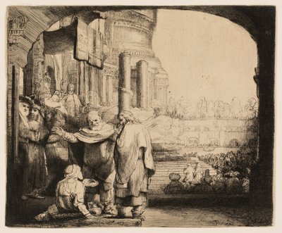 Péter és János a nyomorék gyógyítása a templom kapujában alkotó: Rembrandt van Rijn
