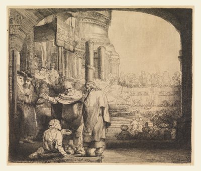 Péter és János a templom kapujában alkotó: Rembrandt van Rijn